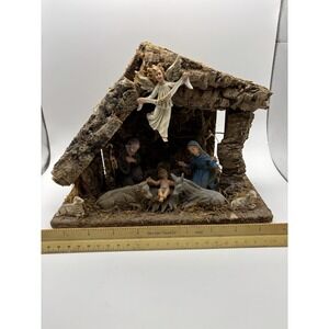 Vintage ITALY WOODEN‎ NATIVITY CRECHE VINTAGE 8 FIGURES  MANGER 1970 Christmas